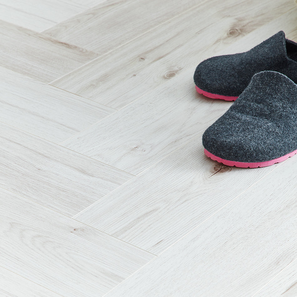 Kronotex Grasmere Herringbone 8mm Laminate Flooring - Parisian Oak-SAMPLE