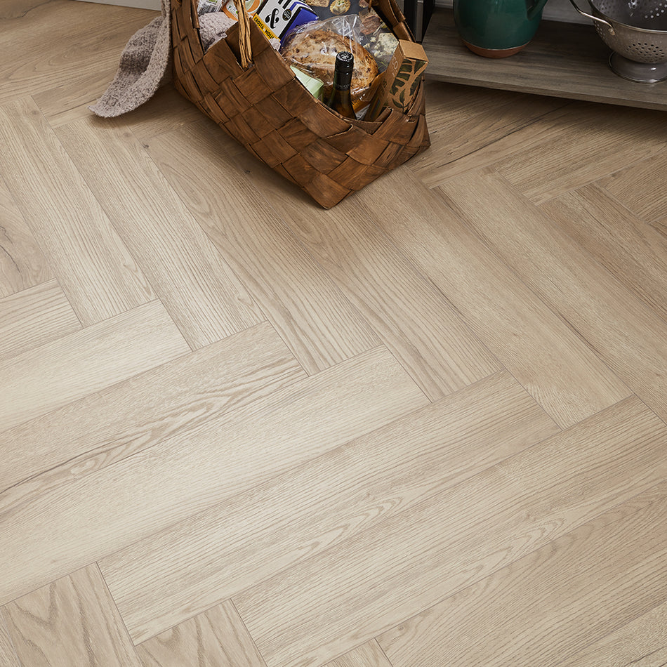 Kronotex Grasmere Herringbone 8mm Laminate Flooring - Light Oak