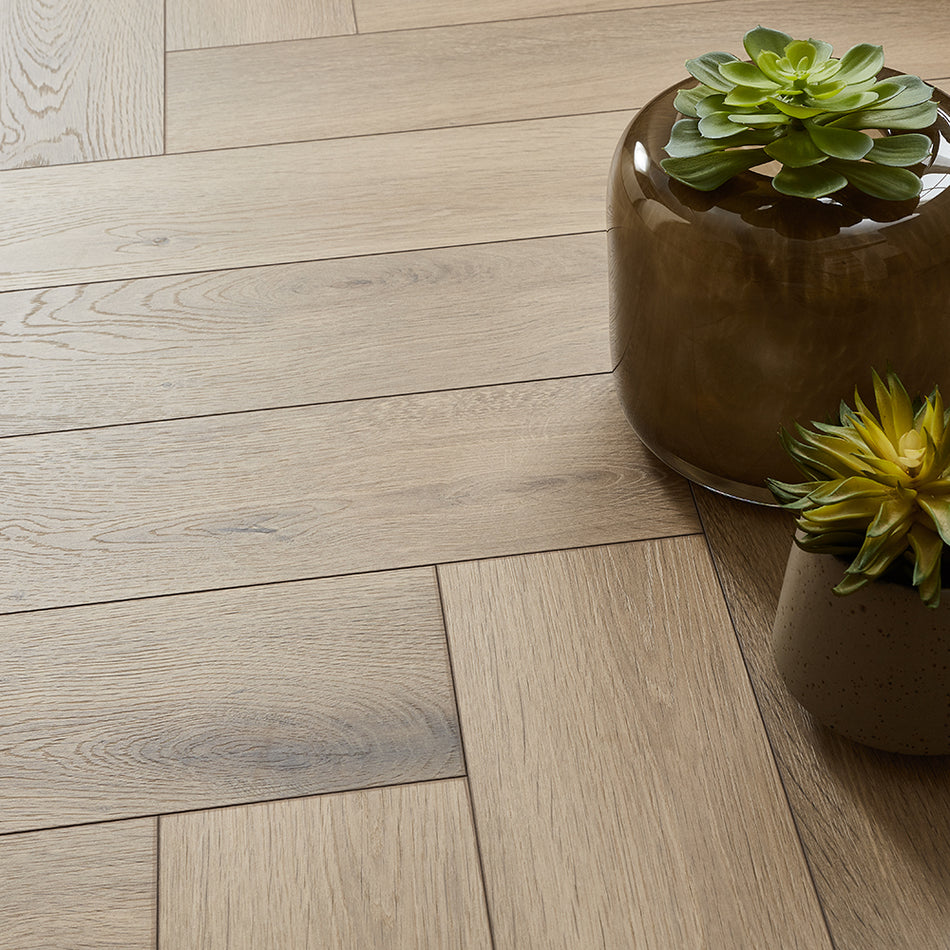 Kronotex Grasmere Herringbone 8mm Laminate Flooring - Natural Home Oak