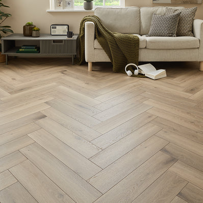 Kronotex Grasmere Herringbone 8mm Laminate Flooring - Natural Home Oak
