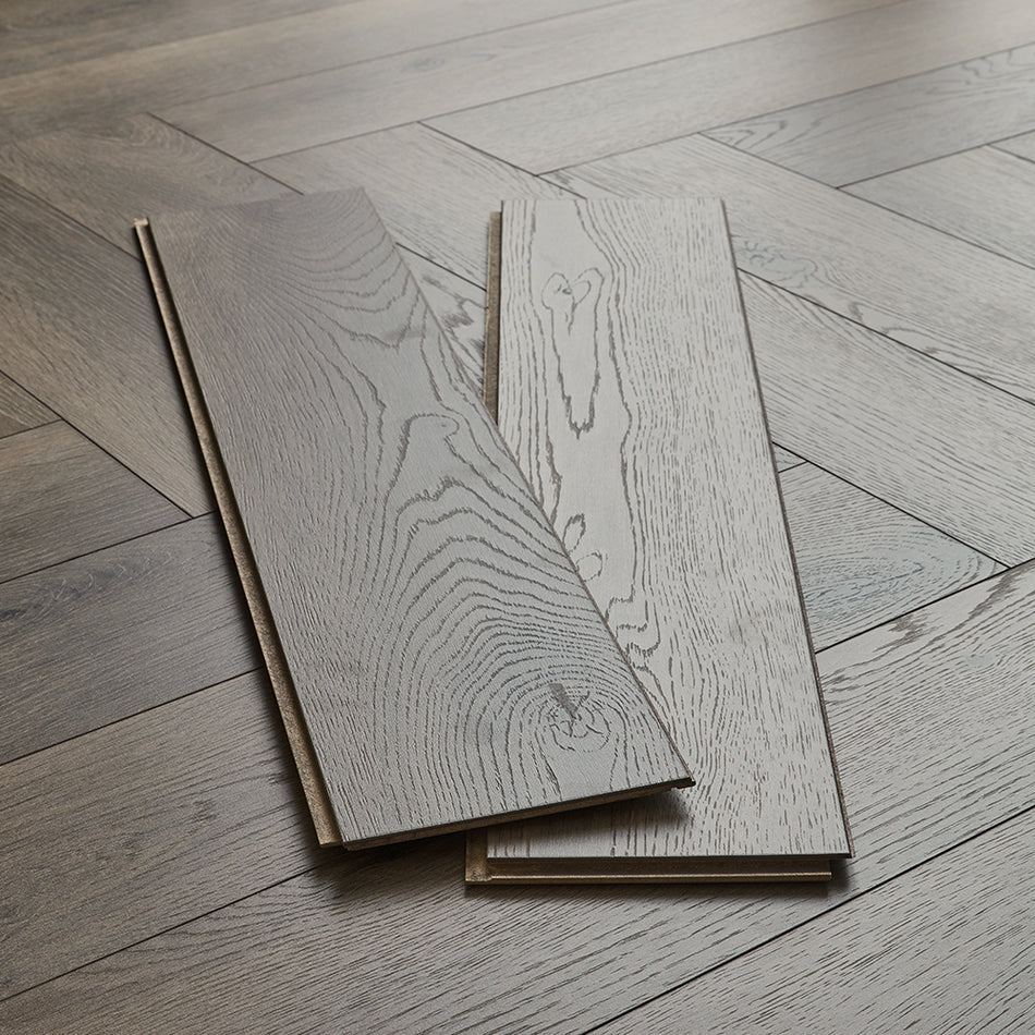 Kronotex Grasmere Herringbone 8mm Laminate Flooring - Dark Oak