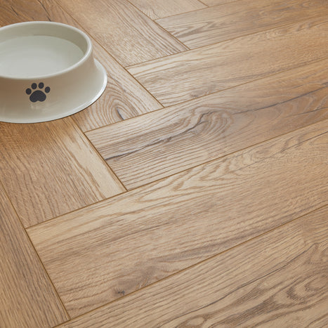 Kronotex Grasmere Herringbone 8mm Laminate Flooring - Bright Natural Oak