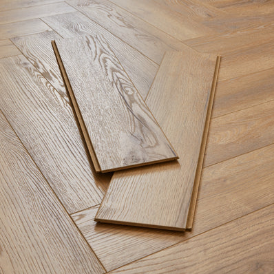 Kronotex Grasmere Herringbone 8mm Laminate Flooring - Bright Natural Oak