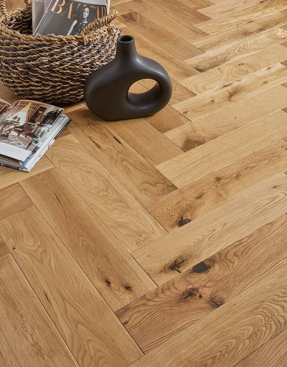 Lucerne Herringbone 18mm Engineered Wood Flooring - Rustic Oak-SAMPLE