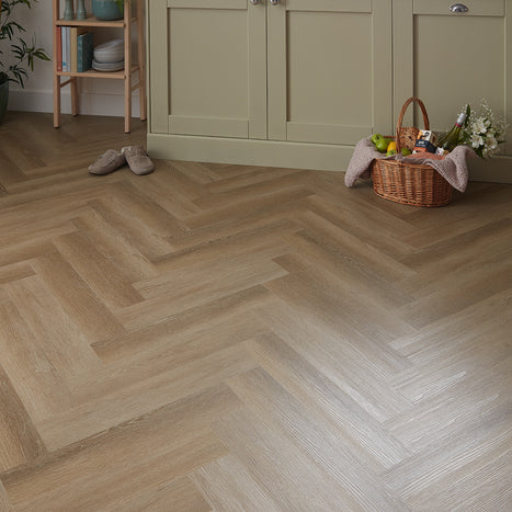 Scafell 5.2mm SPC Herringbone Flooring - Herringbone Ash Brown