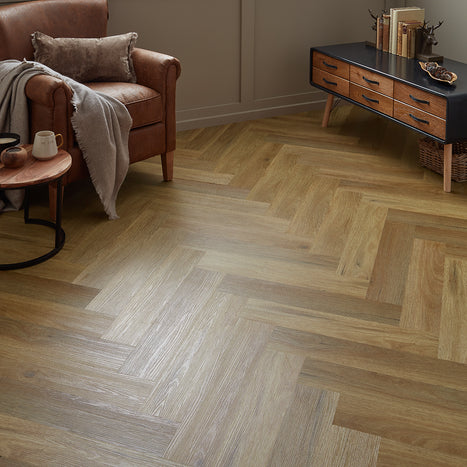 Scafell 5.2mm SPC Herringbone Flooring - Herringbone Natural Oak