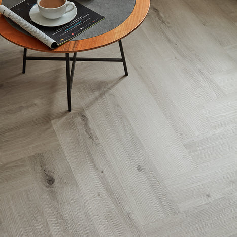 Scafell 5.2mm SPC Herringbone Flooring - Pewter Light Oak