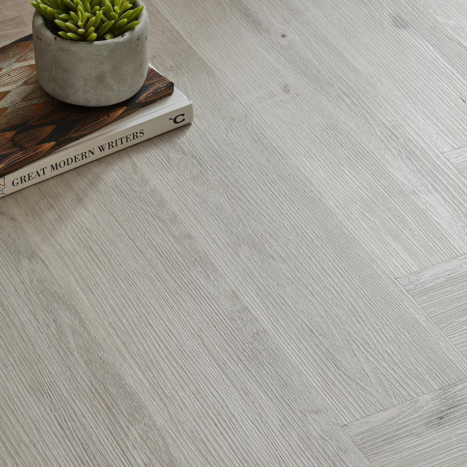 Scafell 5.2mm SPC Herringbone Flooring - Pewter Light Oak