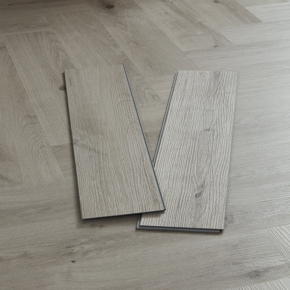 Scafell 5.2mm SPC Herringbone Flooring - Pewter Light Oak