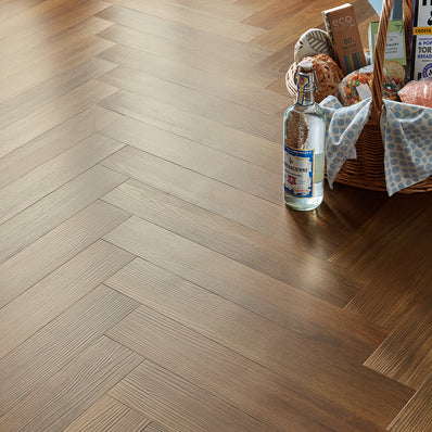 Rannerdale LVT Herringbone Flooring - Cherokee Oak