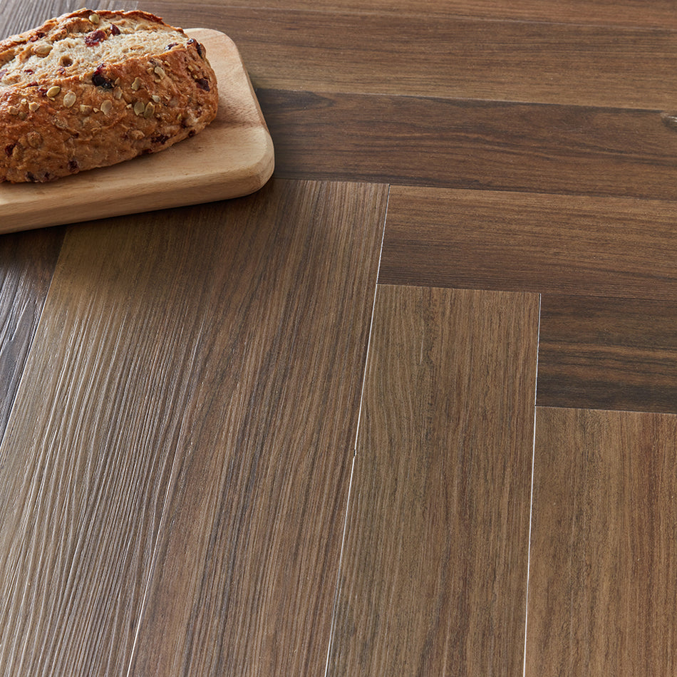 Rannerdale LVT Herringbone Flooring - Cherokee Oak
