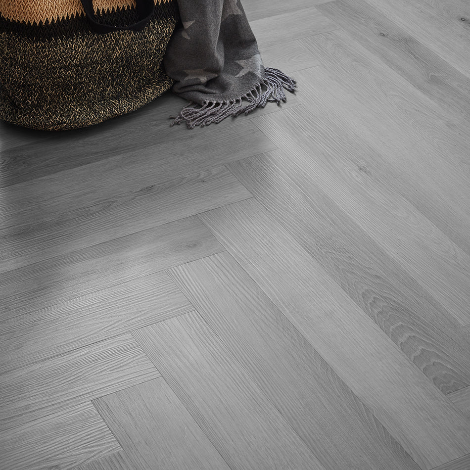 Rannerdale LVT Herringbone Flooring - Havana Grey Oak