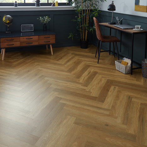 Rannerdale LVT Herringbone Flooring - Natural Oak