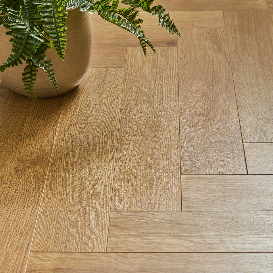Berry Alloc Thirlmere Herringbone 8mm Laminate Flooring - Gastro Oak