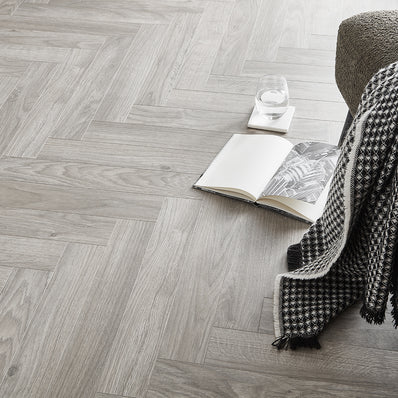 Berry Alloc Thirlmere Herringbone 8mm Laminate Flooring - Natural Grey
