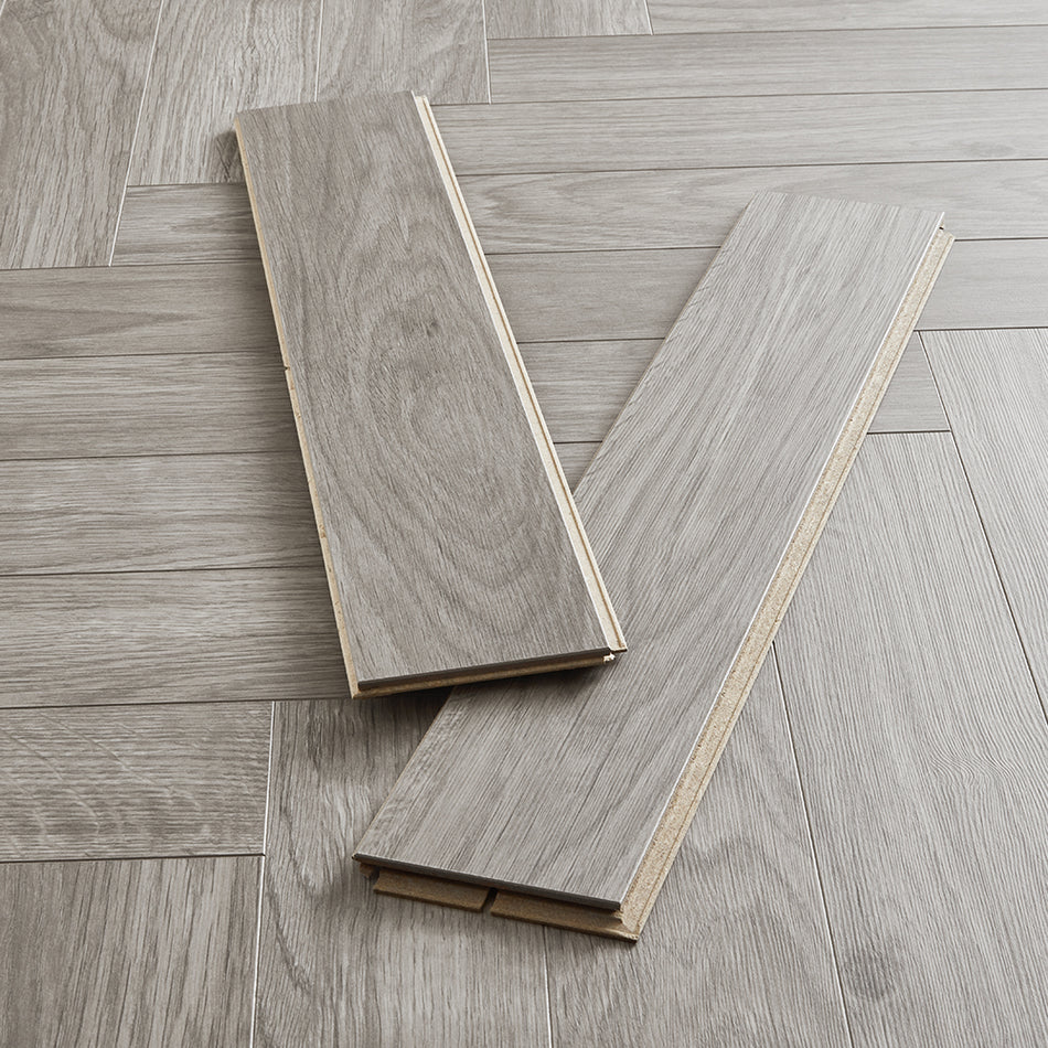 Berry Alloc Thirlmere Herringbone 8mm Laminate Flooring - Natural Grey