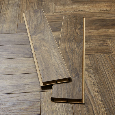 Berry Alloc Thirlmere Herringbone 8mm Laminate Flooring - Dark Oak