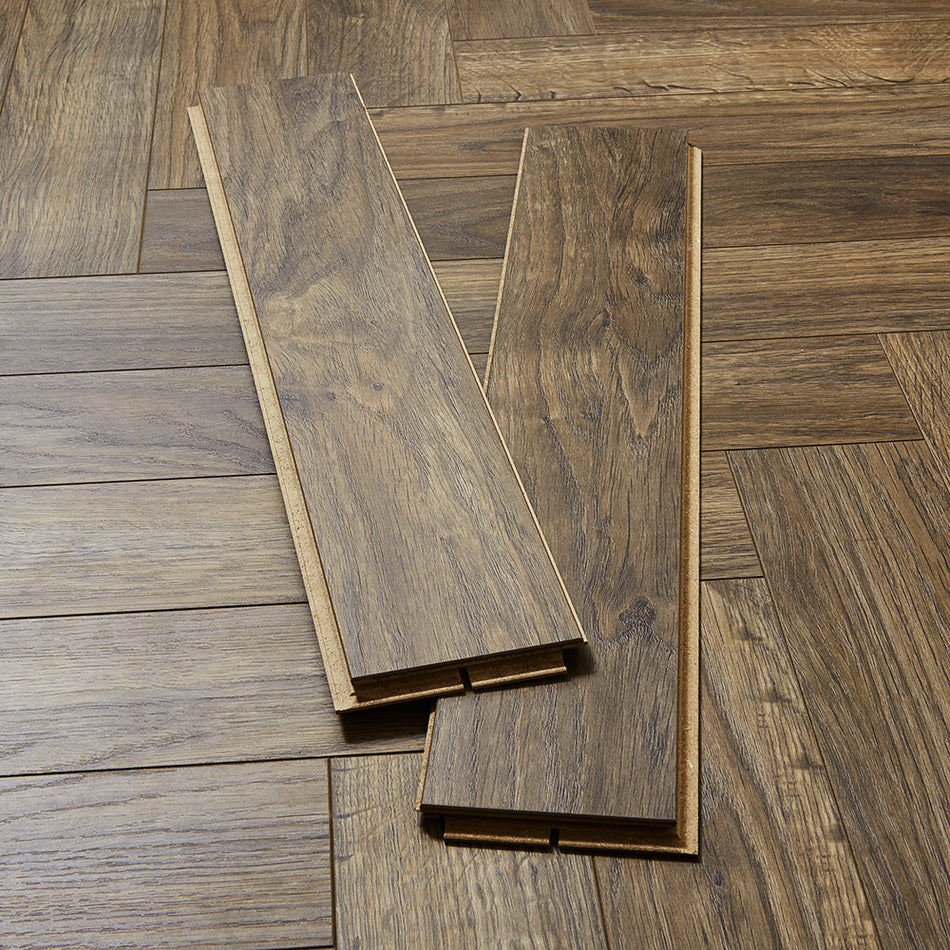Berry Alloc Thirlmere Herringbone 8mm Laminate Flooring - Dark Oak