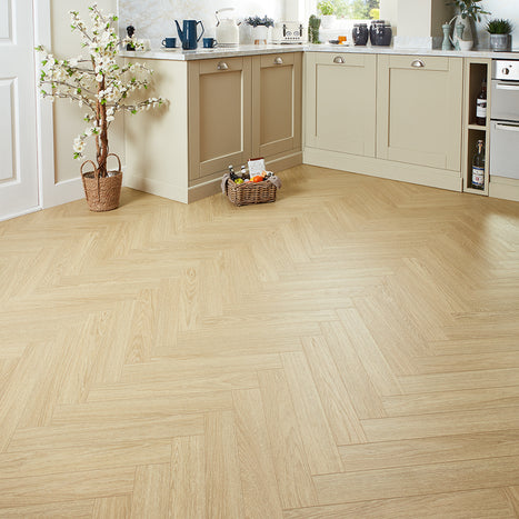 Berry Alloc Thirlmere Herringbone 8mm Laminate Flooring - Light Natural Oak