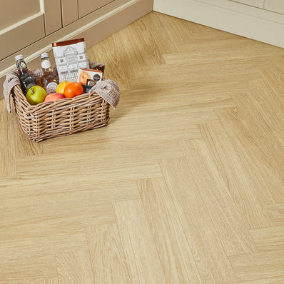 Berry Alloc Thirlmere Herringbone 8mm Laminate Flooring - Light Natural Oak