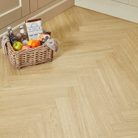 Berry Alloc Thirlmere Herringbone 8mm Laminate Flooring - Light Natural Oak