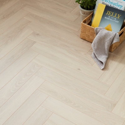 Berry Alloc Thirlmere Herringbone 8mm Laminate Flooring - Natural Sand