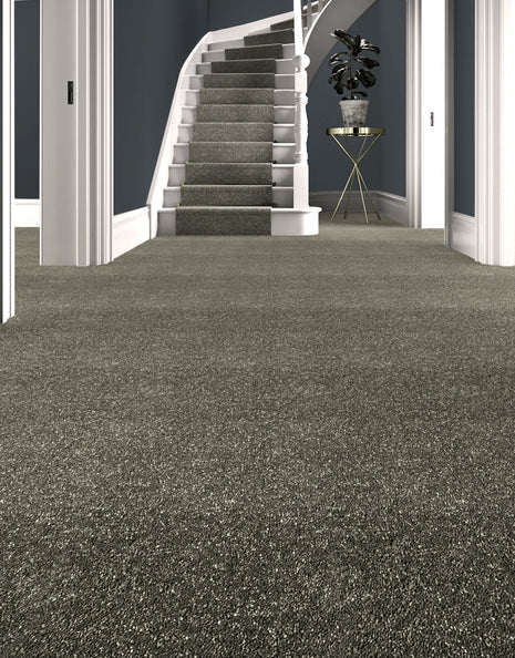 Venice Hessian Backed 6mm Twist Pile Carpet - Gunpowder Grey / 4m