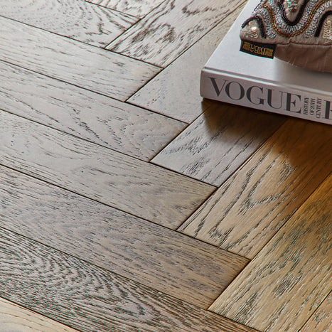 Nordic Herringbone 12mm Engineered Wood Flooring - Brushed Smoked Lacquer