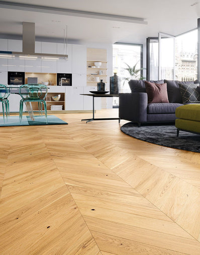 Como Chevron 14mm Engineered Wood Flooring - Natural Oak