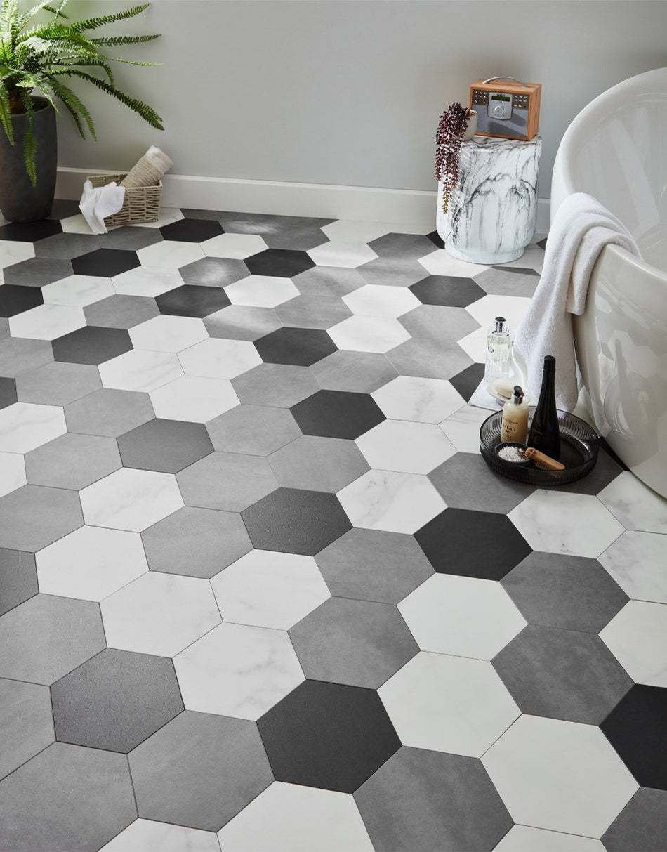 Asenso Aurora Rectangle Hex Tile - Dove Grey -SAMPLE