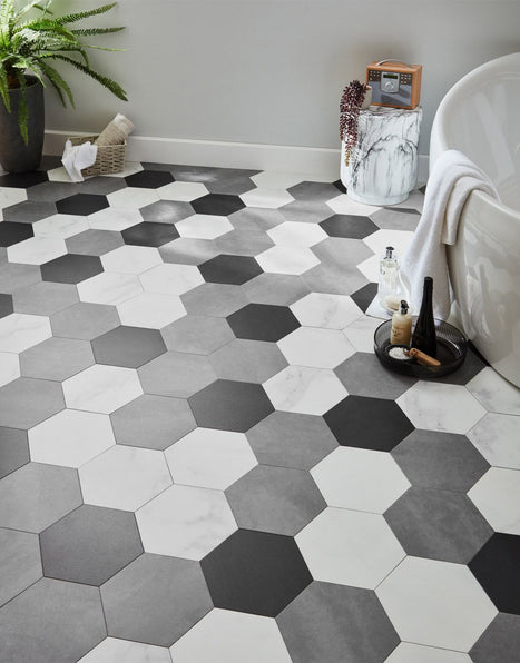 Asenso Aurora Rectangle Hex Tile - Dove Grey