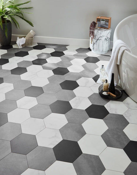 Asenso Aurora Hex Tile - Carrara Marble