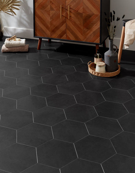 Asenso Aurora Hex Tile - Midnight Black-SAMPLE