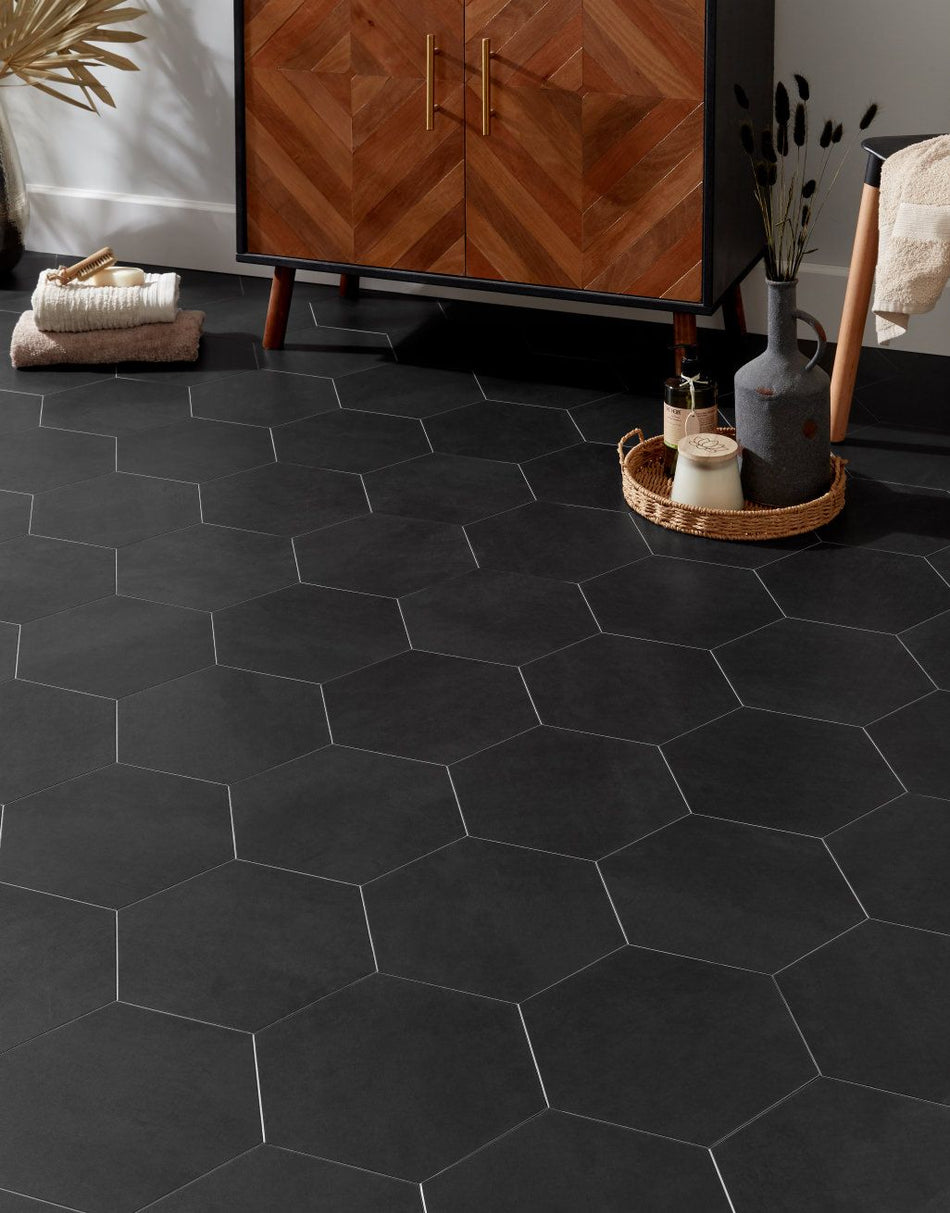 Asenso Aurora Hex Tile - Midnight Black
