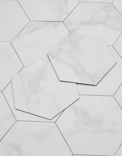 Asenso Aurora Hex Tile - Carrara Marble