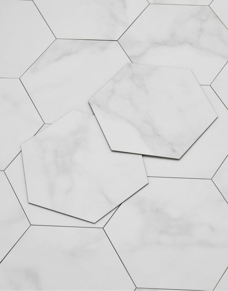 Asenso Aurora Hex Tile - Carrara Marble