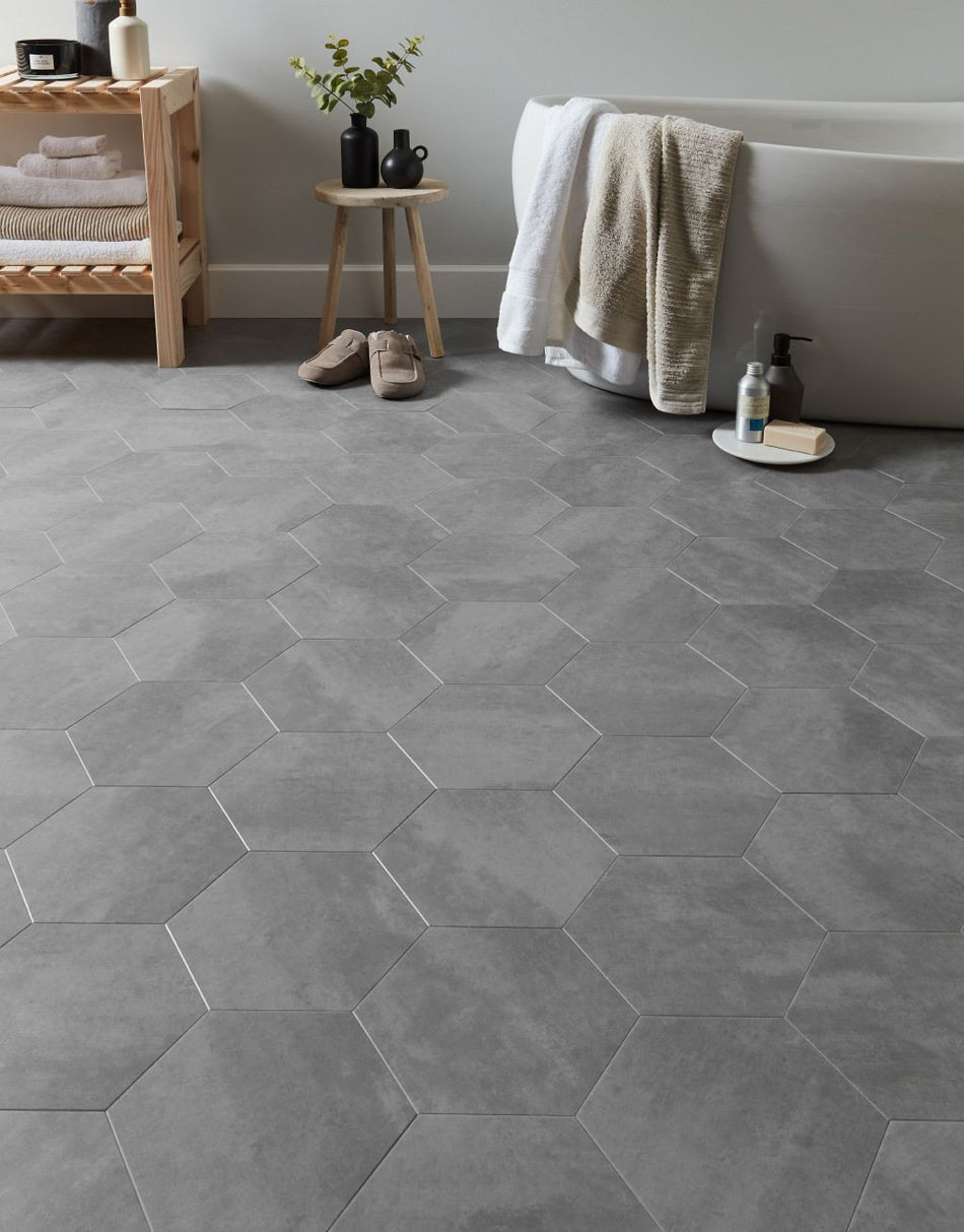 Asenso Aurora Rectangle Hex Tile - Dove Grey