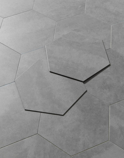Asenso Aurora Rectangle Hex Tile - Dove Grey