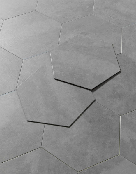 Asenso Aurora Rectangle Hex Tile - Dove Grey