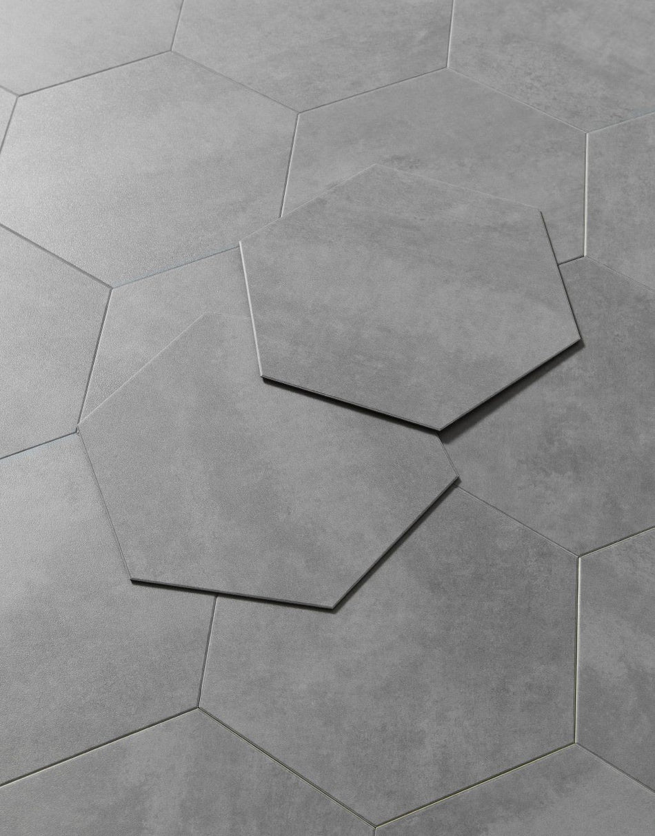 Asenso Aurora Rectangle Hex Tile - Dove Grey