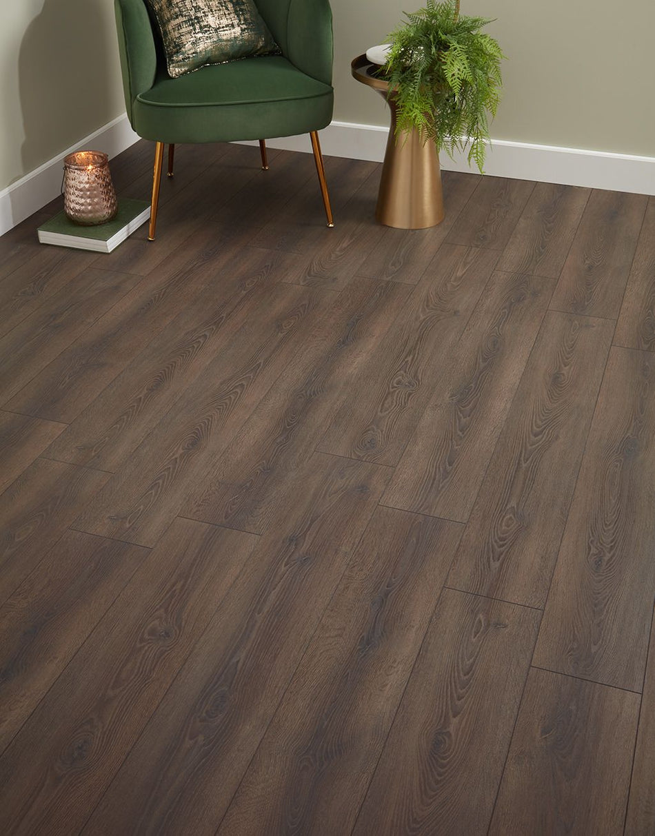Grisedale 8mm Laminate Flooring - Dark Oak