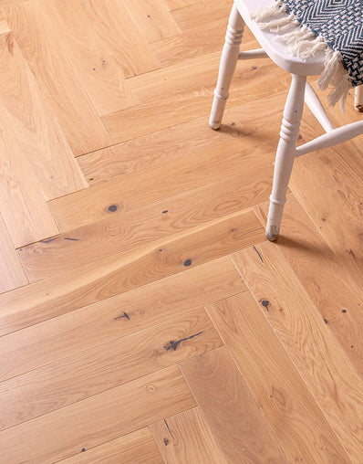 Elterwater 14mm Herringbone Lacquered Engineered Wood Flooring - Vanilla Oak