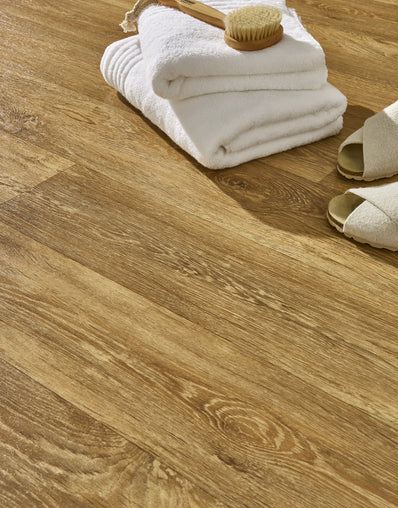 Gable 2.3m Cushioned Roll Vinyl Flooring - Rich Oak Plank