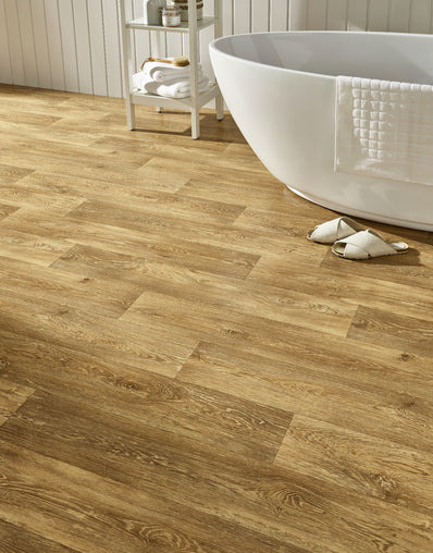 Gable 2.3m Cushioned Roll Vinyl Flooring - Rich Oak Plank