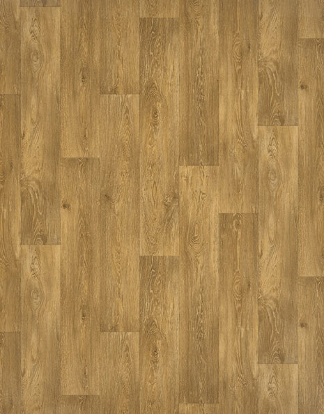 Gable 2.3m Cushioned Roll Vinyl Flooring - Rich Oak Plank