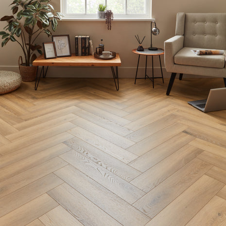 Kronotex Grasmere Herringbone 8mm Laminate Flooring - Natural Oak-SAMPLE