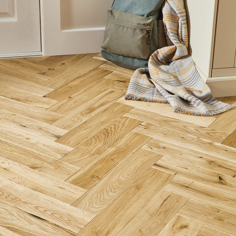 Lucerne Herringbone 18mm Engineered Wood Flooring - Rustic Oak-SAMPLE