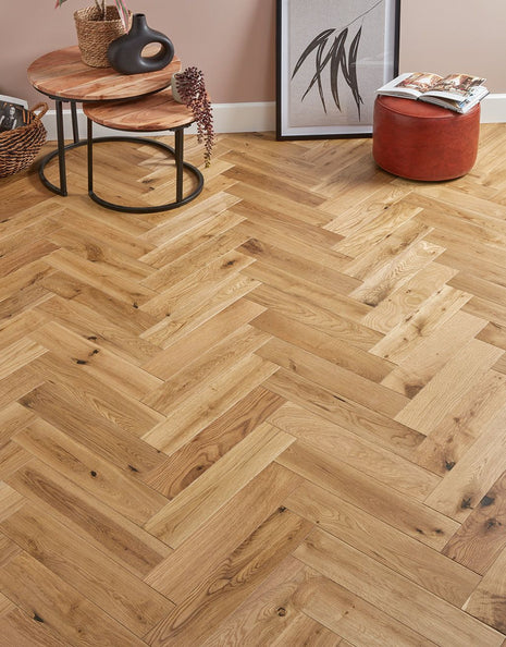 Lucerne Herringbone 18mm Engineered Wood Flooring - Rustic Oak-SAMPLE