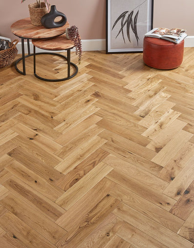 Lucerne Herringbone 18mm Engineered Wood Flooring - Rustic Oak-SAMPLE