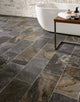 Gable 2.3m Cushioned Roll Vinyl Flooring  - Dark Cobble Tile